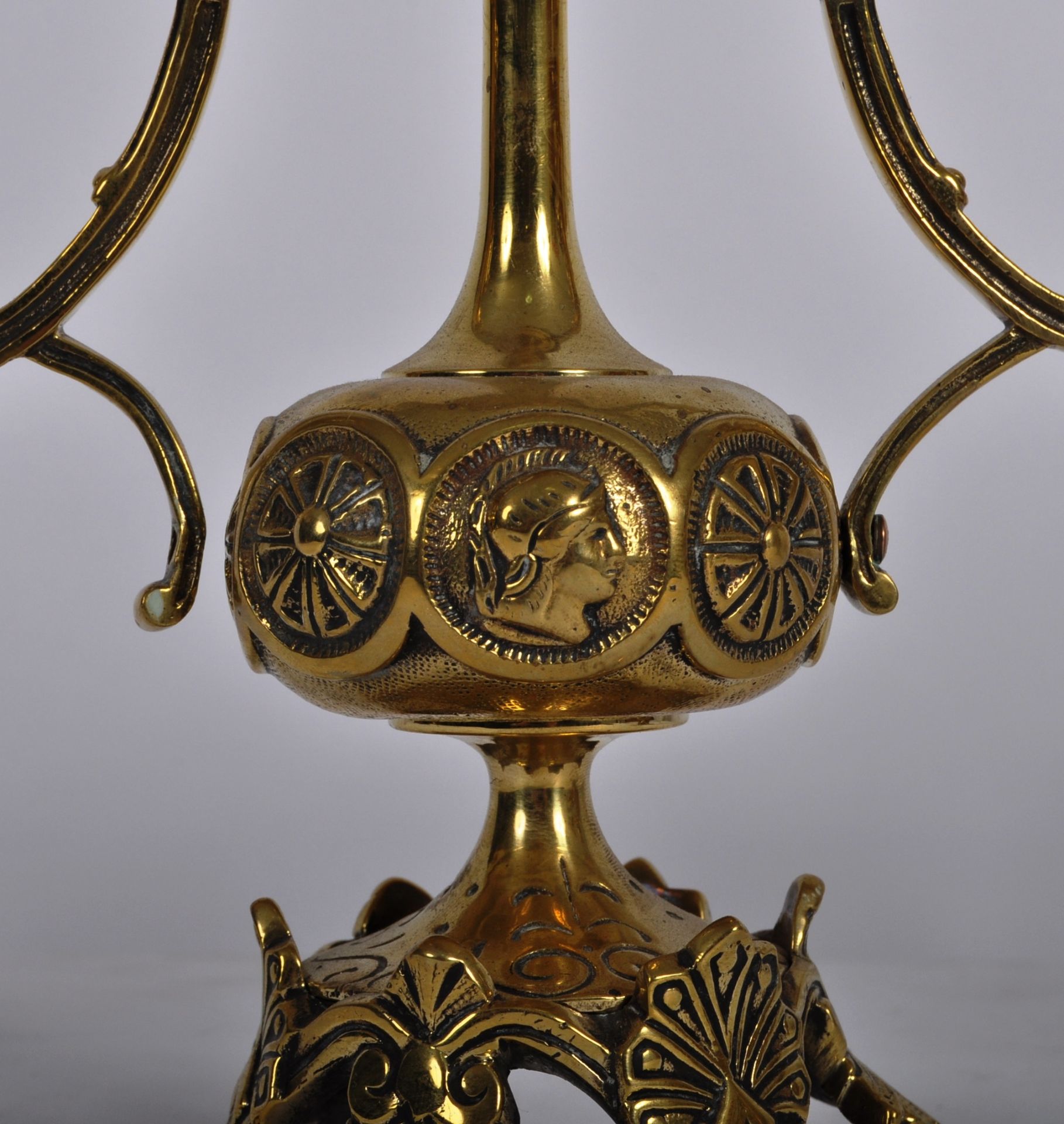 PAIR OF 19TH CENTURY BRASS TWIN SCONCE CANDELABRA - Image 5 of 7