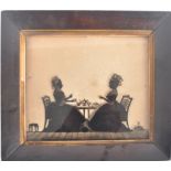 19TH CENTURY REVERSE PAINTED GLASS SILHOUETTE PICTURE