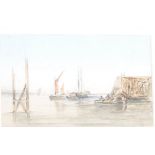 WILLIAM JAMES MULLER - WATERCOLOUR OF PURFLEET RIVER