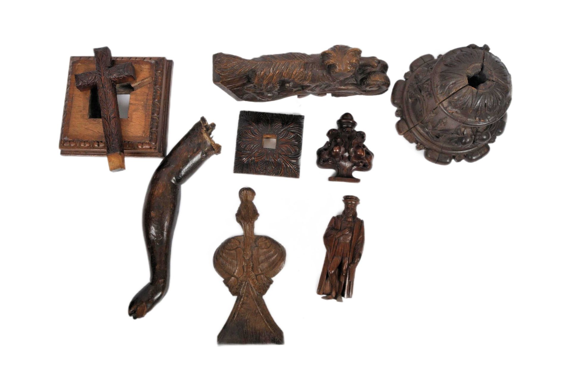 COLLECTION OF ECCLESIASTICAL CARVED OBJECTS