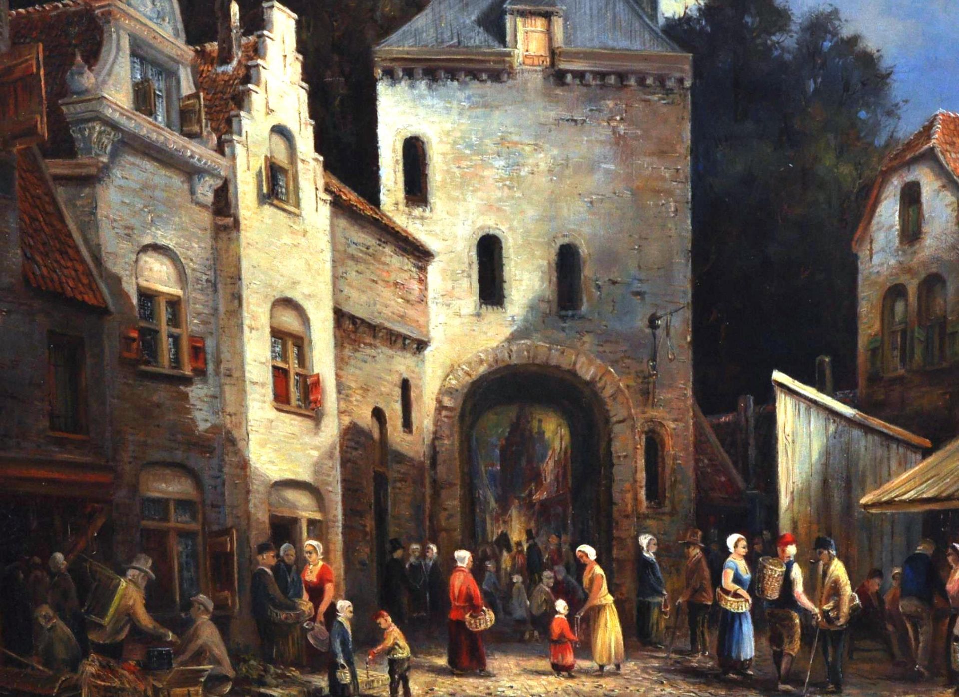 EARLY 20TH CENTURY DUTCH MARKET SCENE OIL PAINTING - Image 2 of 6