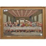 19TH CENTURY LAST SUPPER EMBROIDERED NEEDLEPOINT TAPESTRY