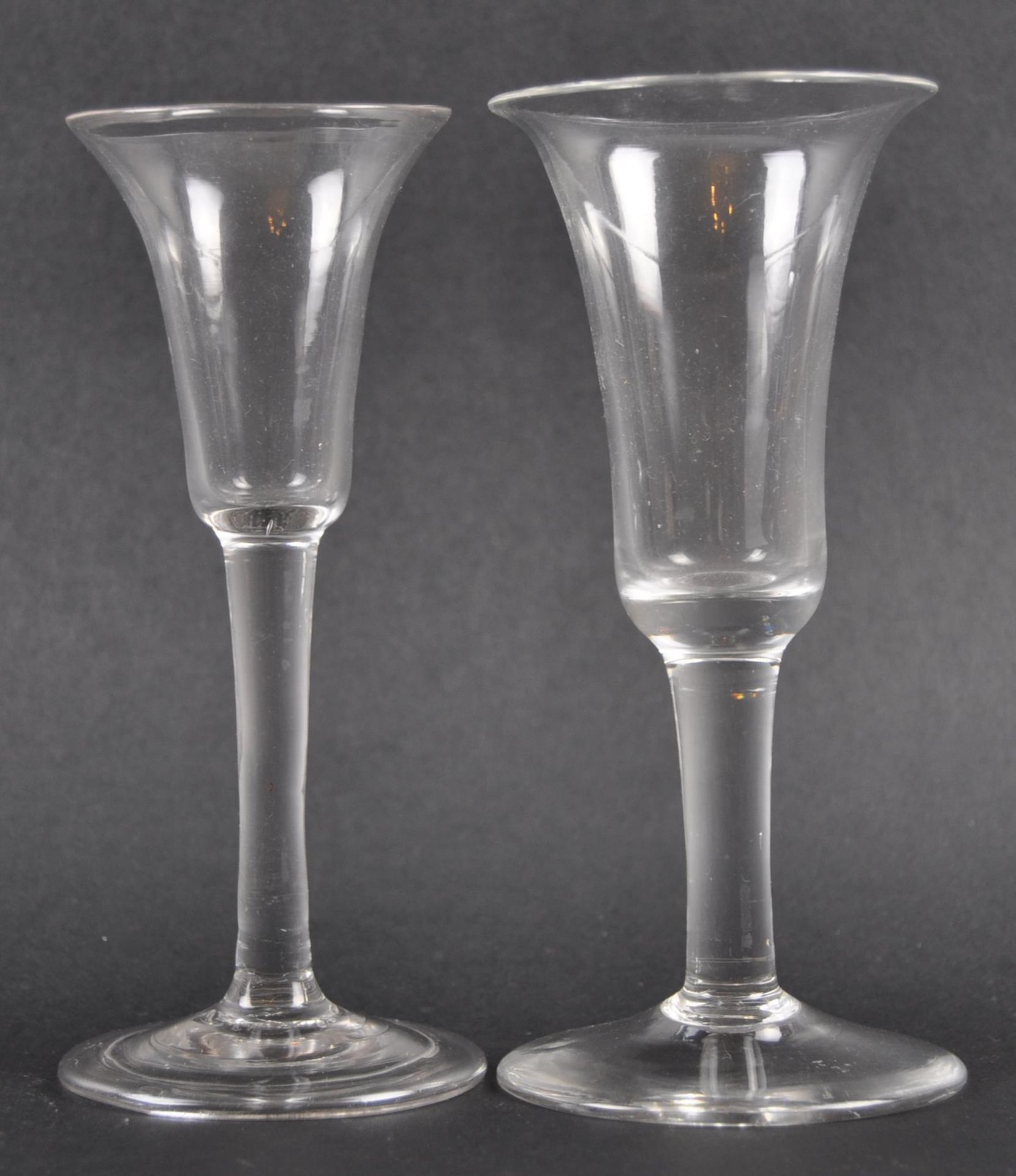 TWO 18TH CENTURY GEORGE III PLAIN STEM WINE GLASS - Image 3 of 5
