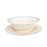 19TH CENTURY WEDGWOOD CREAMWARE TWIG CHESTNUT BASKET