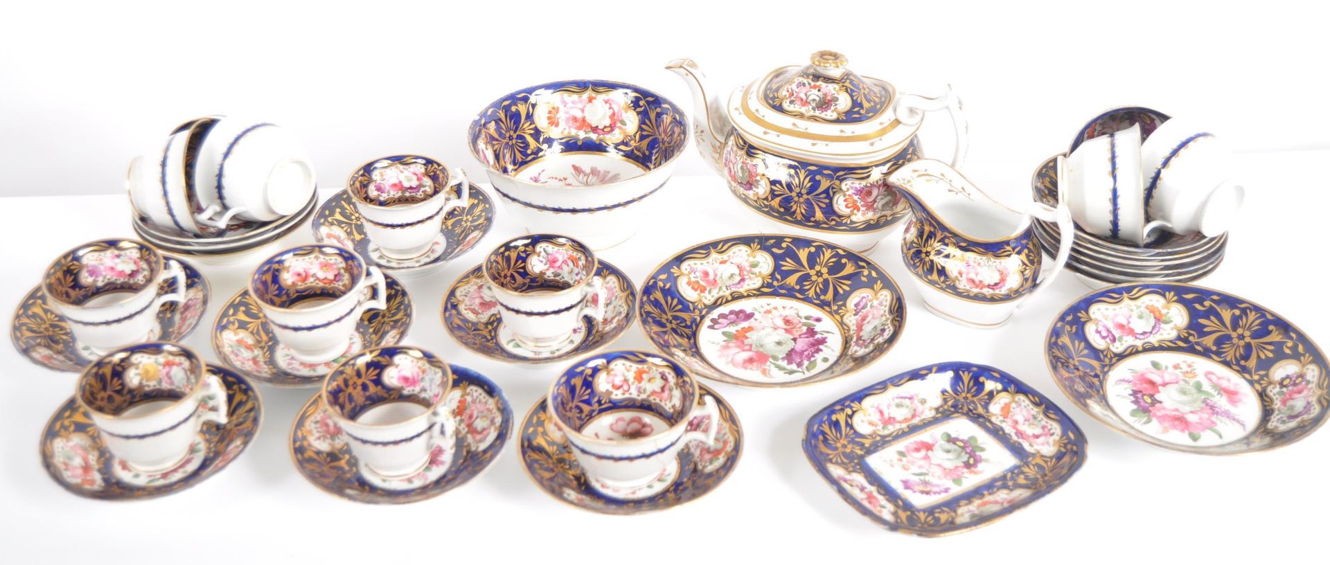 19TH CENTURY COALPORT MANNER COBALT TEA SERVICE