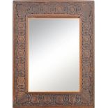 19TH CENTURY ARTS & CRAFTS CARVED OAK MIRROR