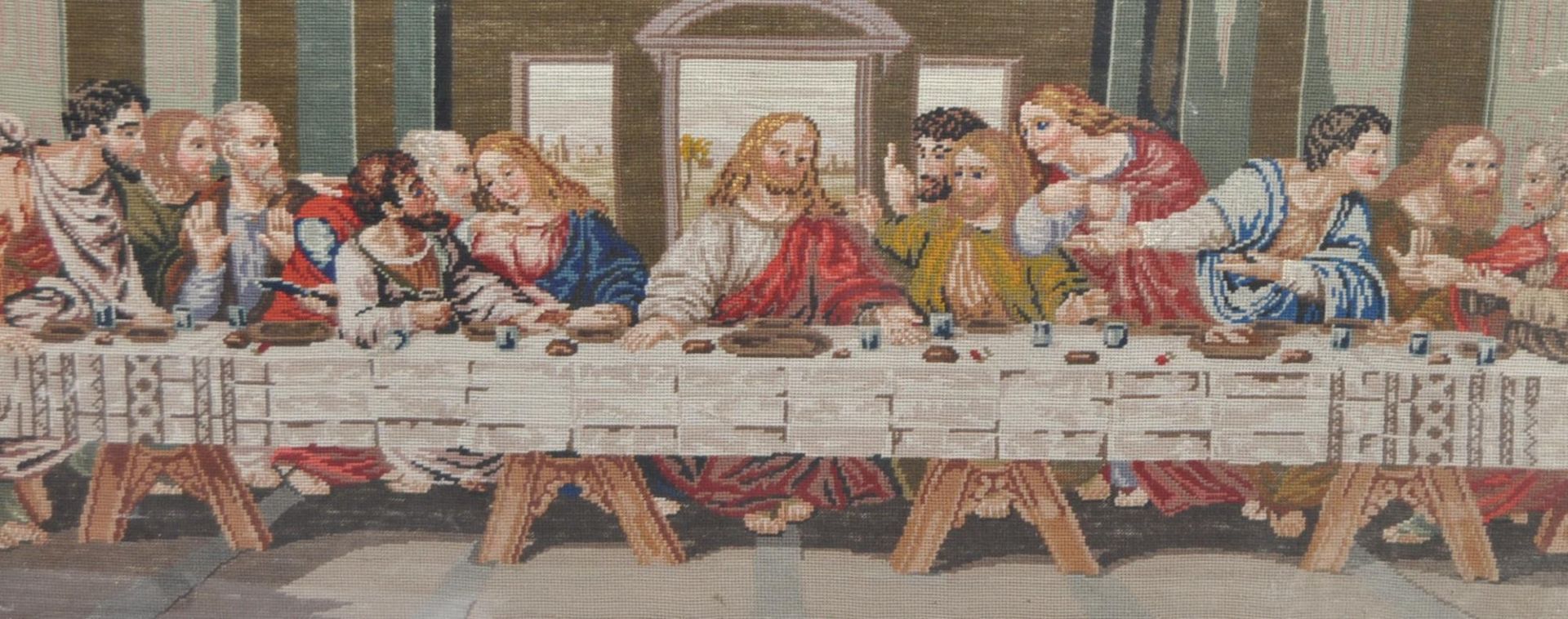 19TH CENTURY LAST SUPPER EMBROIDERED NEEDLEPOINT TAPESTRY - Image 2 of 6