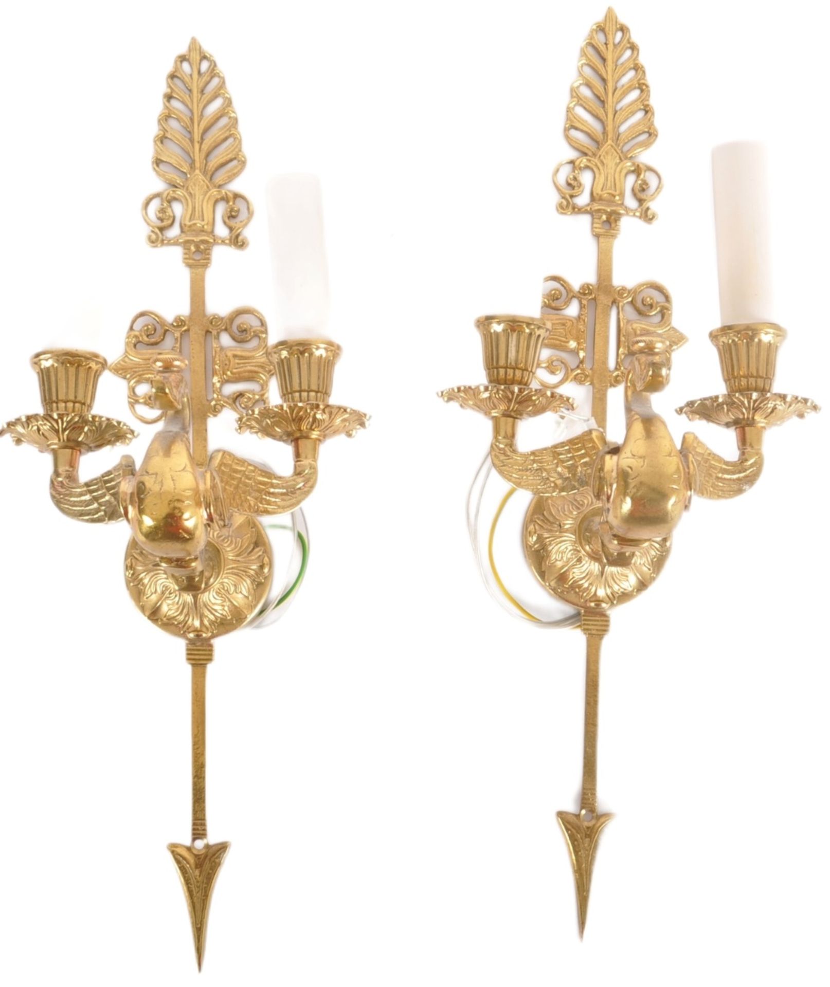 SUITE OF ANTIQUE REVIVAL GILT METAL LIGHTING - Image 10 of 13