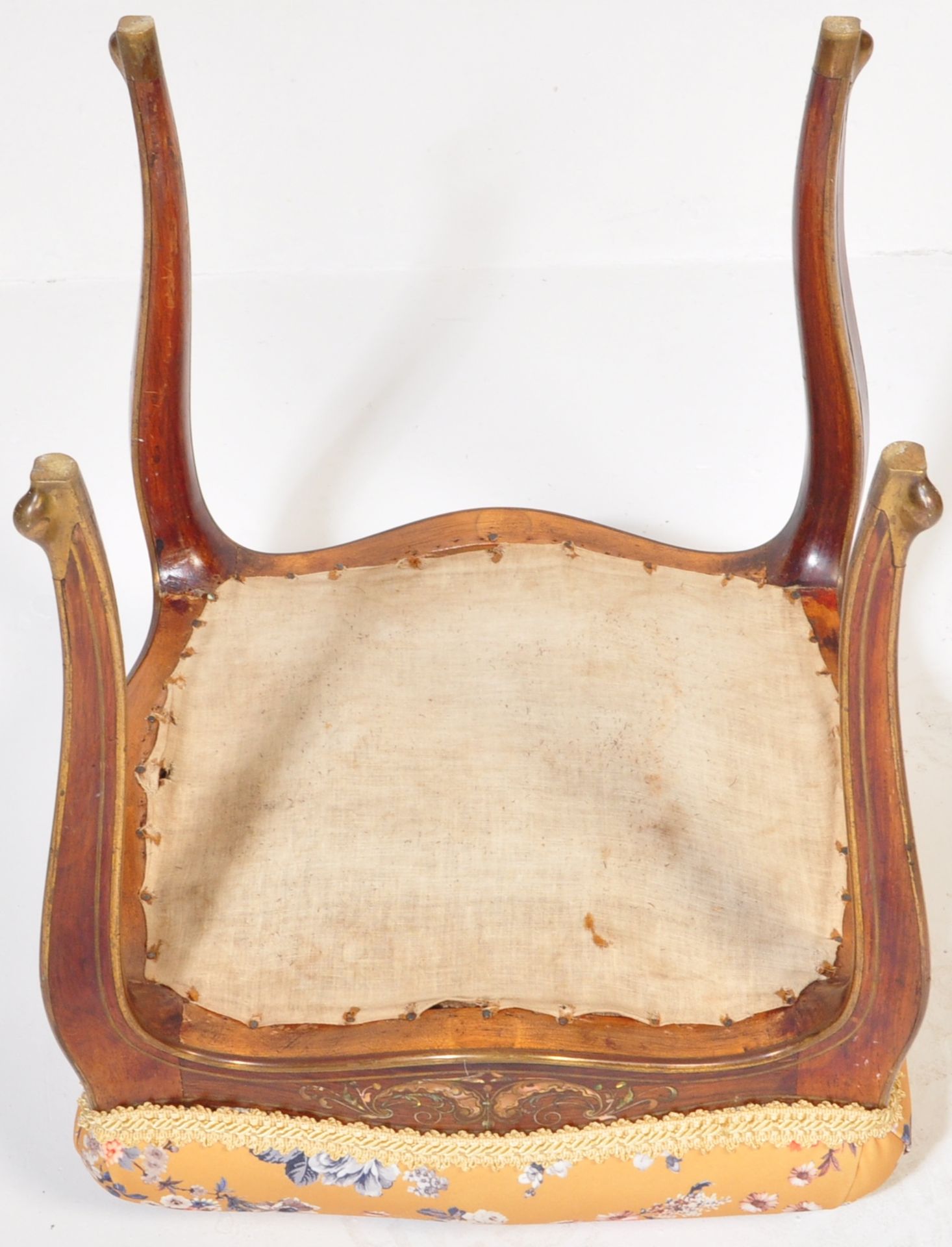 19TH CENTURY ROSEWOOD BRASS & MOTHER OF PEARL STOOL - Image 6 of 6