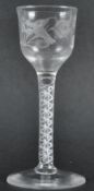 18TH CENTURY ENGRAVED DOUBLE SERIES JACOBITE WINE GLASS