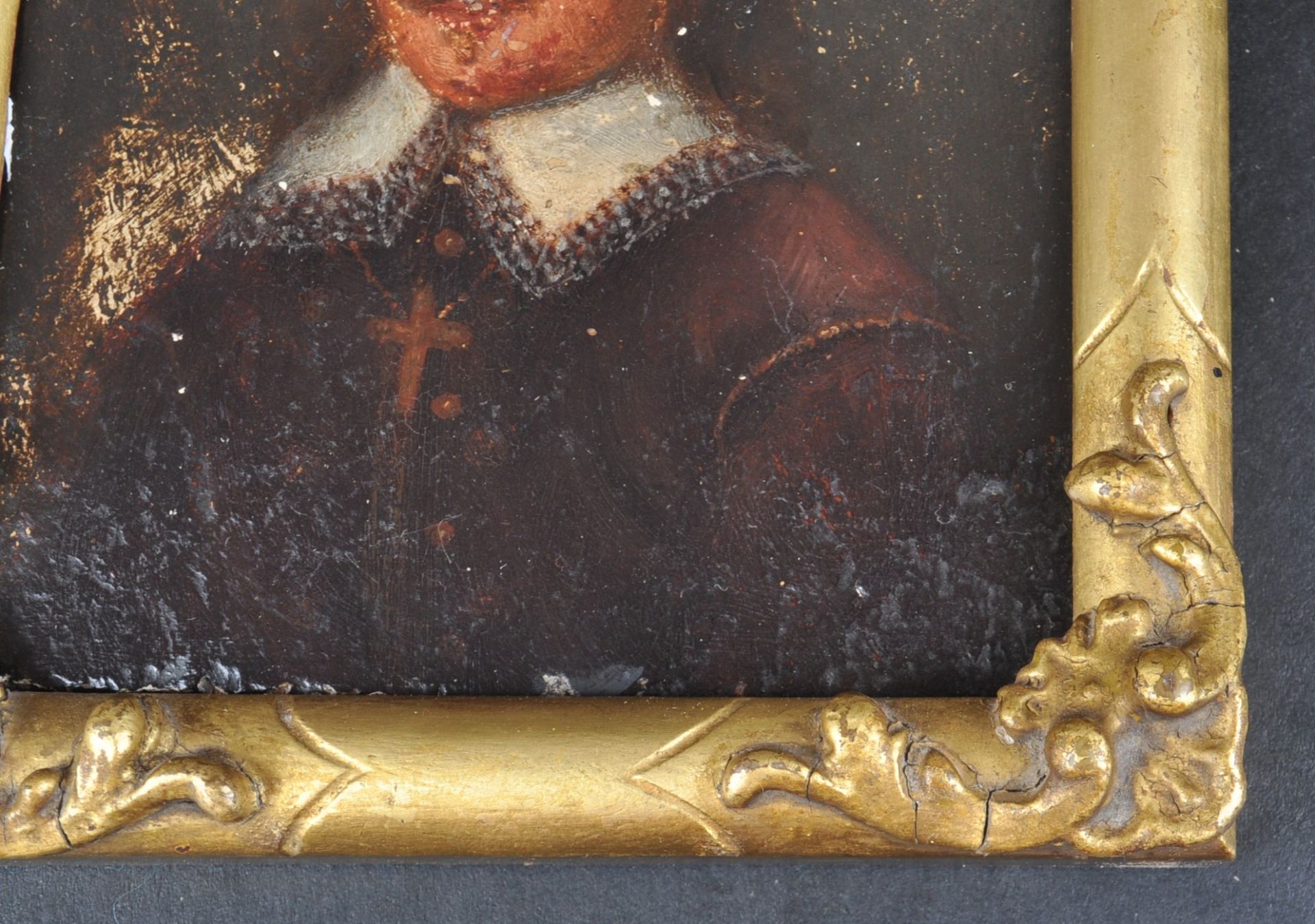 18TH CENTURY SPANISH RELIGIOUS OIL ON BOARD PAINTING - Image 3 of 4
