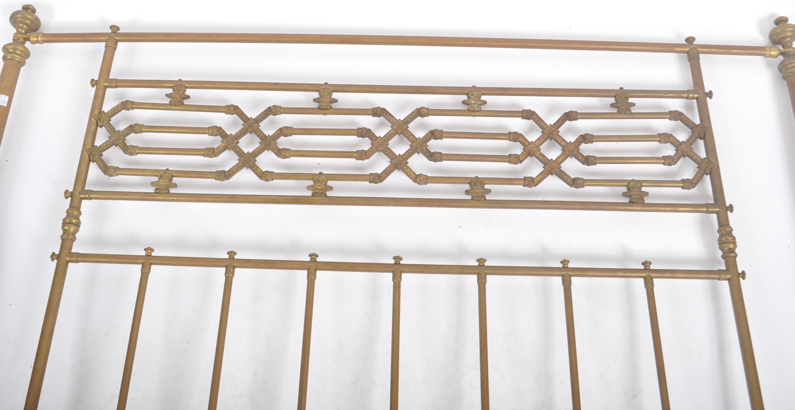 19TH CENTURY VICTORIAN ARCHITECTURAL BRASS BED - Image 2 of 9