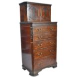 LARGE 19TH CENTURY VICTORIAN MAHOGANY CUPBOARD ON CHEST