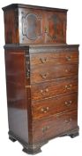 LARGE 19TH CENTURY VICTORIAN MAHOGANY CUPBOARD ON CHEST