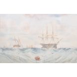 MID 19TH CENTURY VICTORIAN MARITIME WATERCOLOUR PAINTING