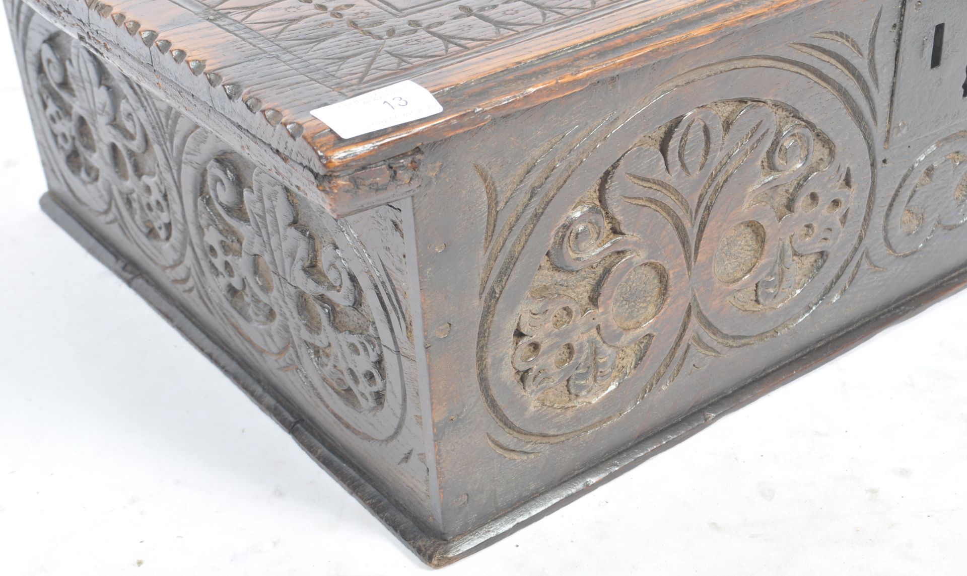 17TH CENTURY CARVED OAK BIBLE BOX - Image 3 of 4