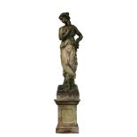 LARGE 19TH CENTURY CLASSICAL MAIDEN GARDEN STATUE