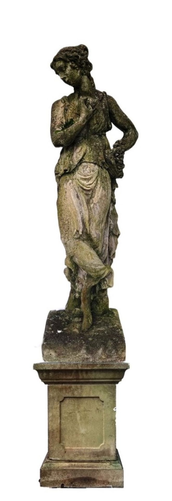 LARGE 19TH CENTURY CLASSICAL MAIDEN GARDEN STATUE