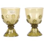 PAIR OF 19TH CENTURY GREEN GLASS WINE GOBLETS