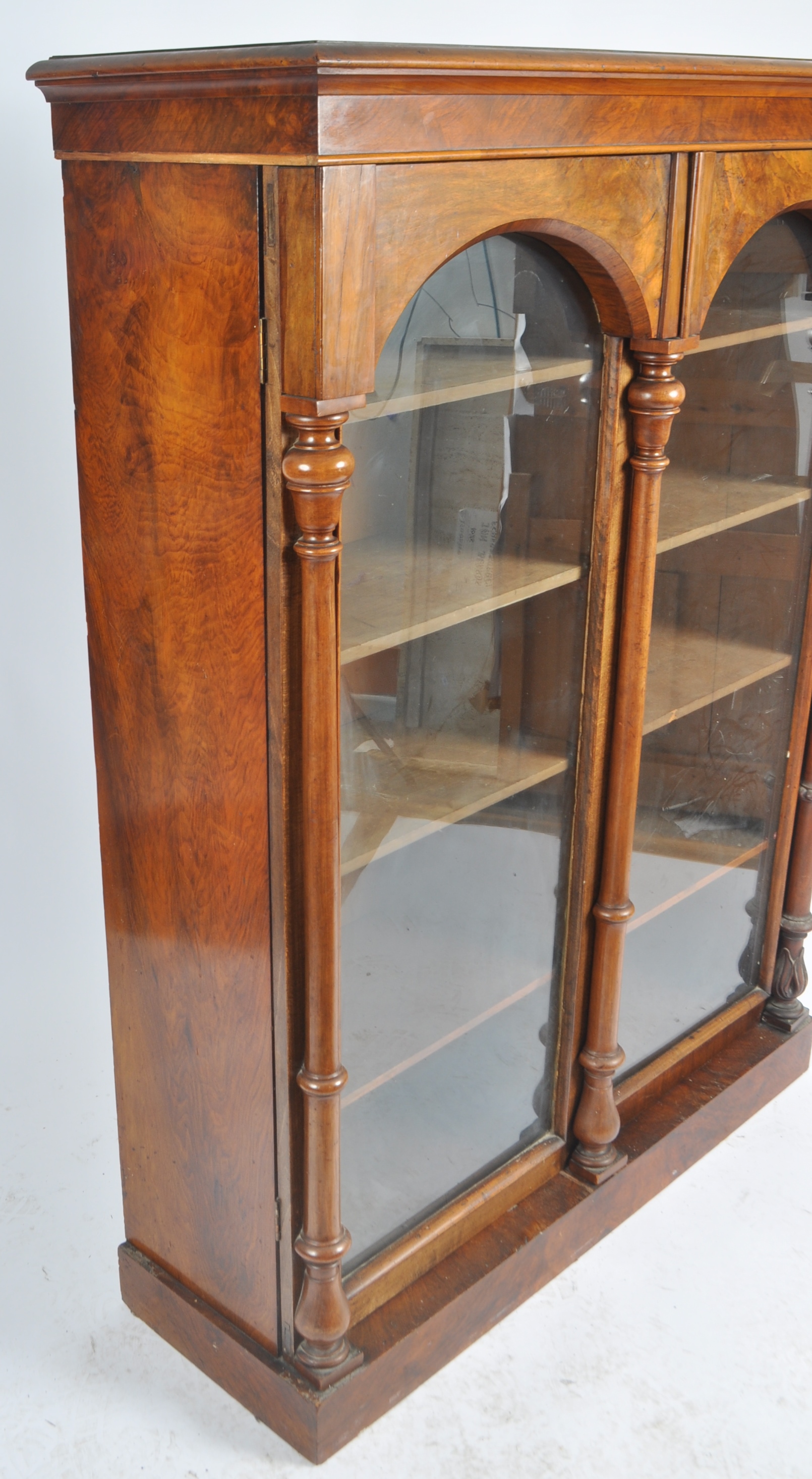 19TH CENTURY VICTORIAN WALNUT GLAZED BOOKCASE - Image 8 of 8