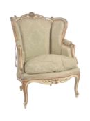 19TH CENTURY FRENCH PAINTED FAUTEUIL WINGBACK ARMCHAIR