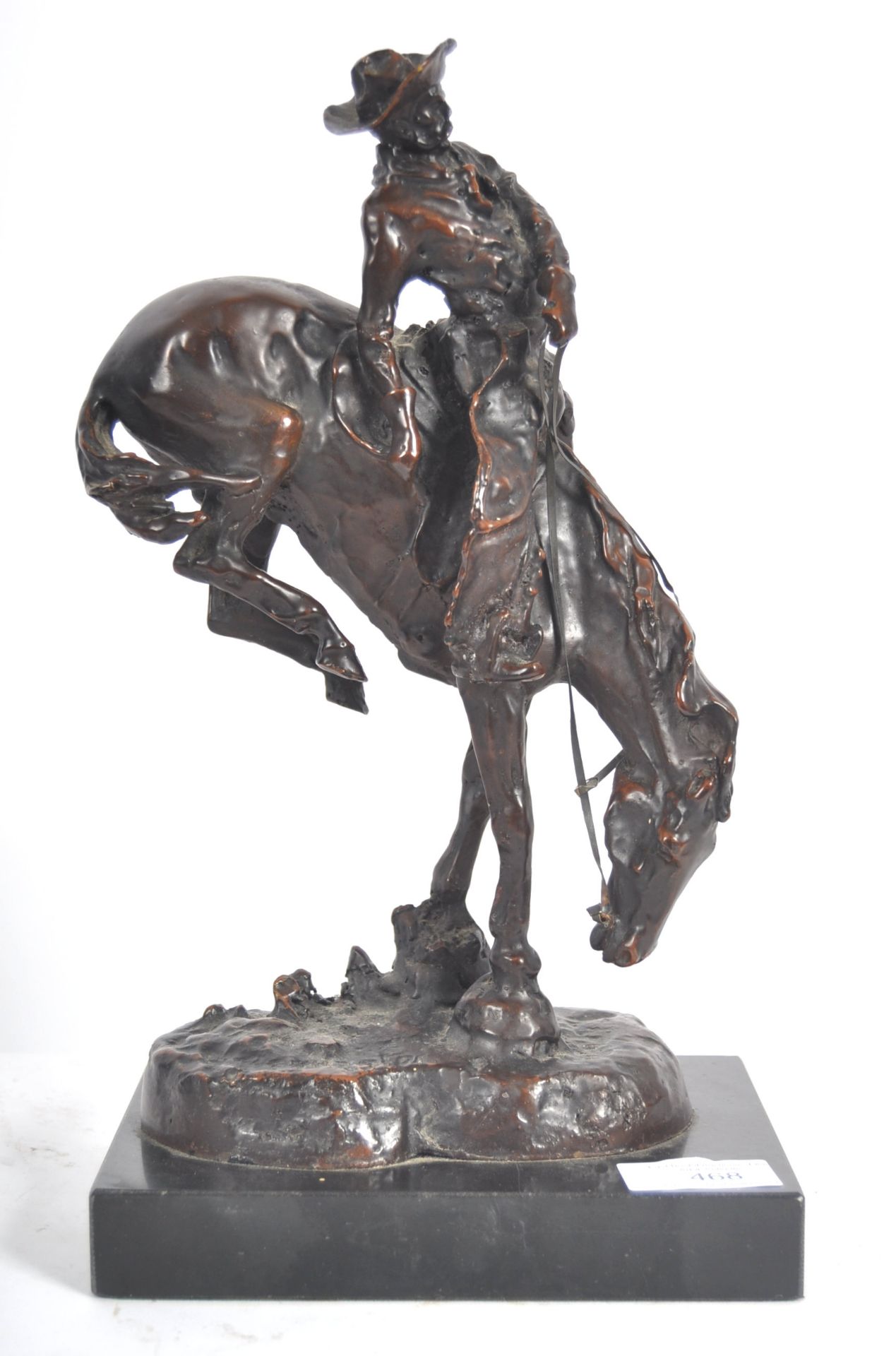 AFTER REMINGTON - BRONZE AMERICAN HORSE STATUE - Image 4 of 6