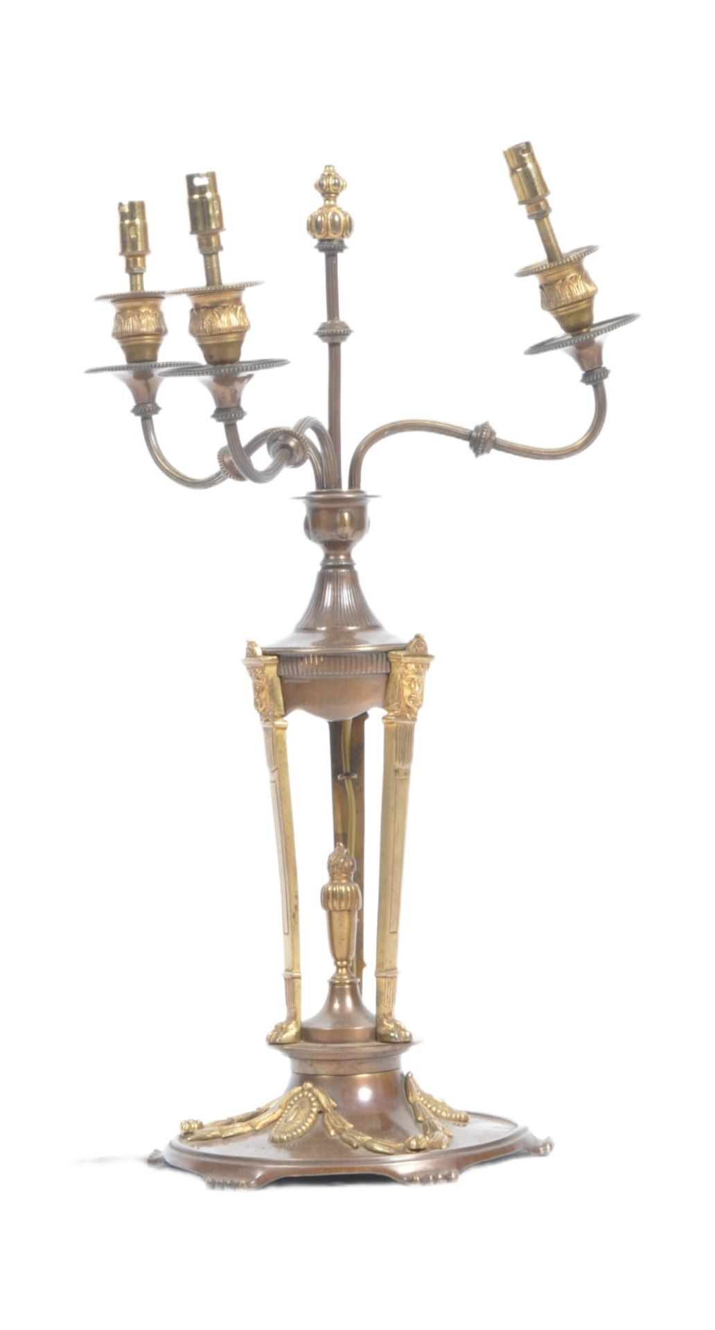 EDWARDIAN BRONZE AND ORMOLU DESK LAMP