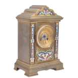 19TH CENTURY FRENCH CHAMPLEVE ENAMEL MANTEL CLOCK