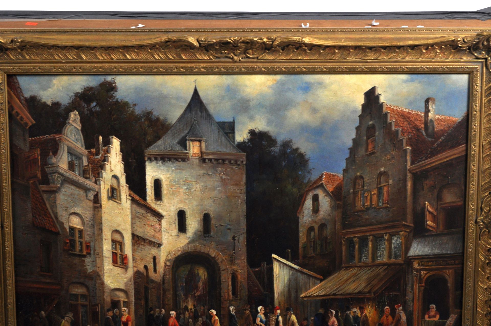 EARLY 20TH CENTURY DUTCH MARKET SCENE OIL PAINTING - Image 4 of 6