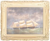 LARGE 19TH CENTURY OIL ON CANVAS SHIP PAINTING