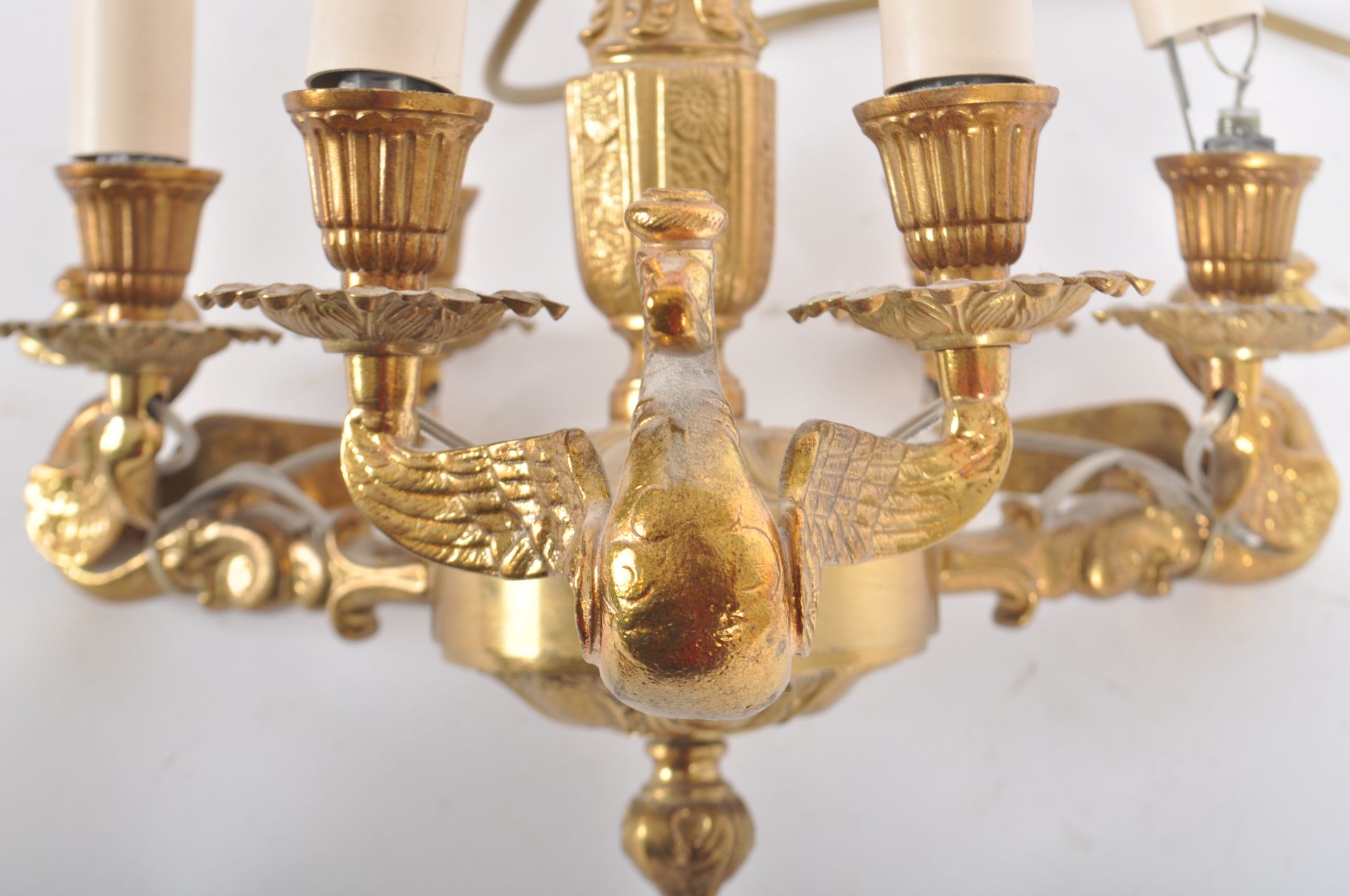 SUITE OF ANTIQUE REVIVAL GILT METAL LIGHTING - Image 7 of 13