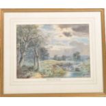 LLOYD - MOONLIGHT ON HAMPSTEAD HEATH WATERCOLOUR PAINTING