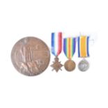 FIRST WORLD WAR MEDAL TRIO & DEATH PLAQUE - KINGS ROYAL RIFLE CORPS
