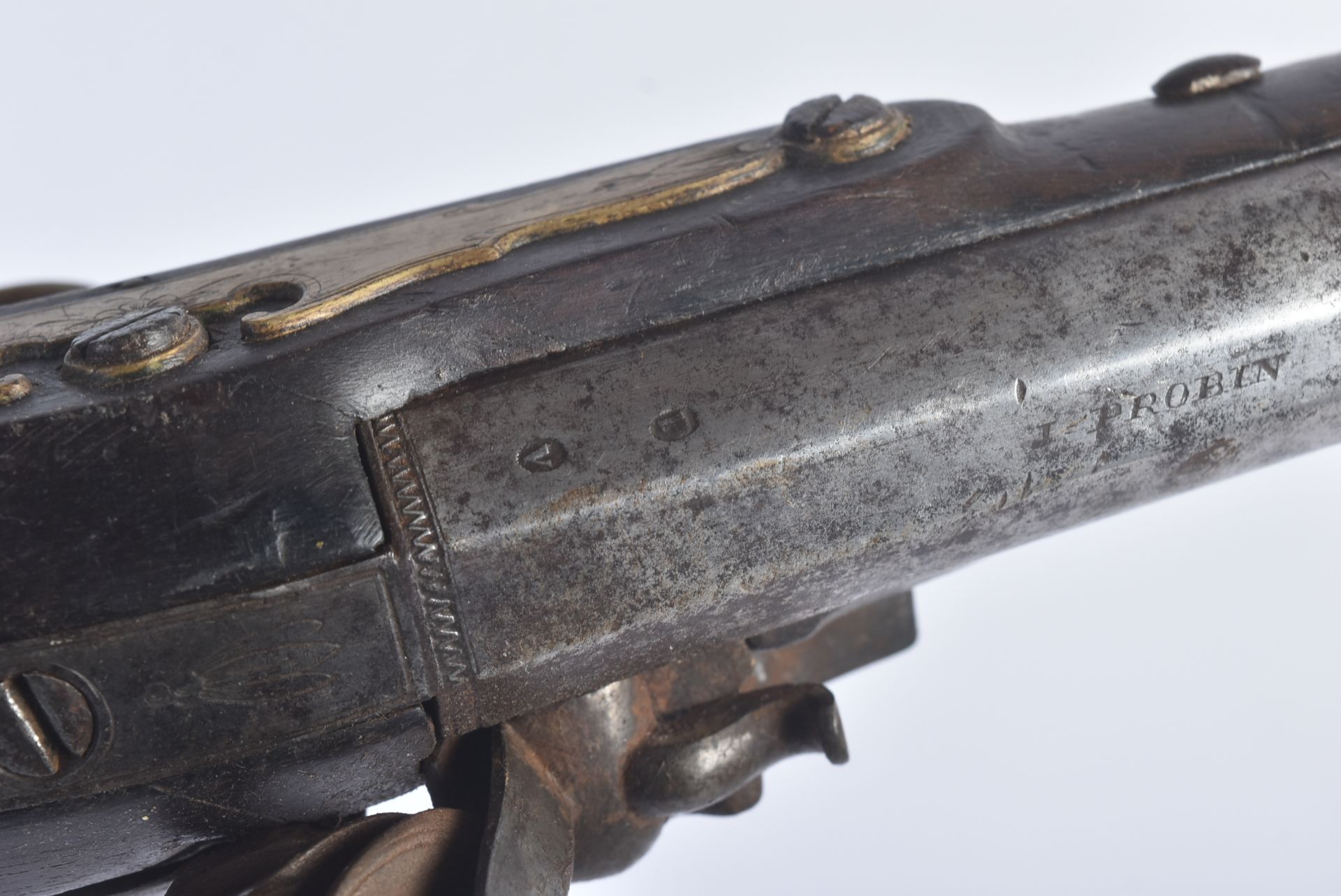 PAIR OF LATE 18TH CENTURY JOHN PROBIN FLINT LOCK PISTOLS - Image 10 of 14