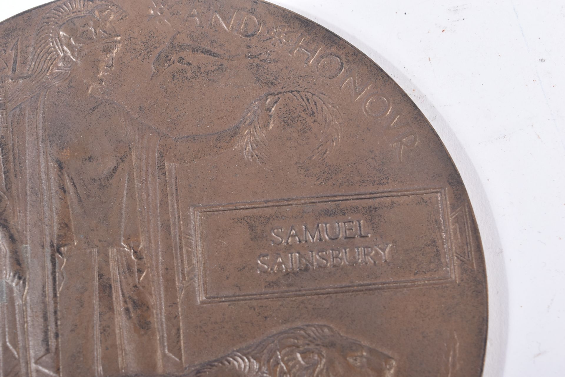 WWI FIRST WORLD WAR - DEATH PLAQUE FOR ONE SAMUEL SAINSBURY - Image 3 of 4