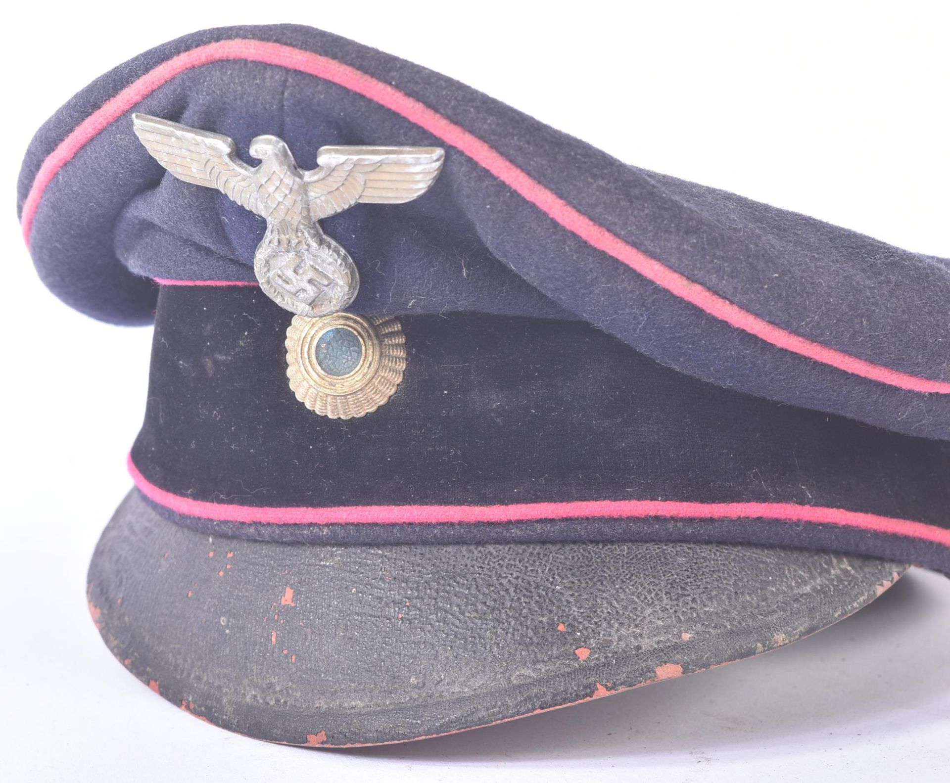 WWII SECOND WORLD WAR GERMAN BAVARIAN STATION FIREMANS VISOR CAP - Image 2 of 4