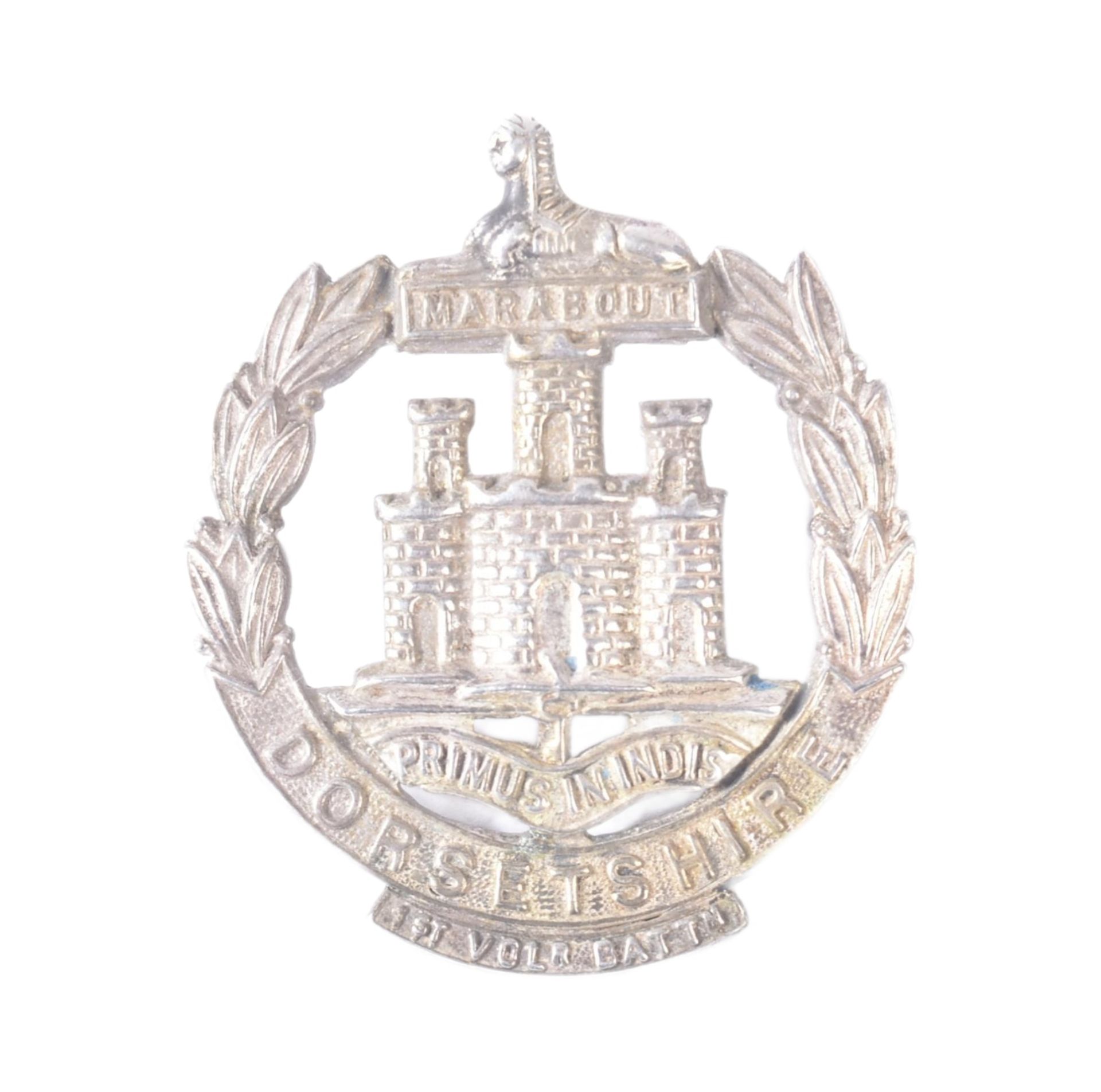 WWI FIRST WORLD WAR DORSETSHIRE REGIMENT SILVER CAP BADGE