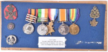 BOER WAR & WWI MEDAL GROUP - KINGS ROYAL RIFLES & 49TH CANADIAN EDMONTON REG