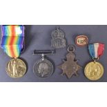 WWI FIRST WORLD WAR MEDAL TRIO & BADGES - ARMY SERVICE CORPS