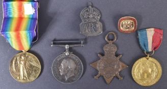WWI FIRST WORLD WAR MEDAL TRIO & BADGES - ARMY SERVICE CORPS