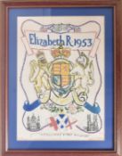 QUEEN ELIZABETH II ROYAL CORONATION EMBROIDERED PANEL