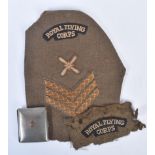 ROYAL FLYING CORPS - FIRST WORLD WAR SERGEANT PATCHES & CIGARETTE CASE