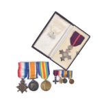 WWI FIRST WORLD WAR MEDAL GROUP WITH MINIATURES & MBE