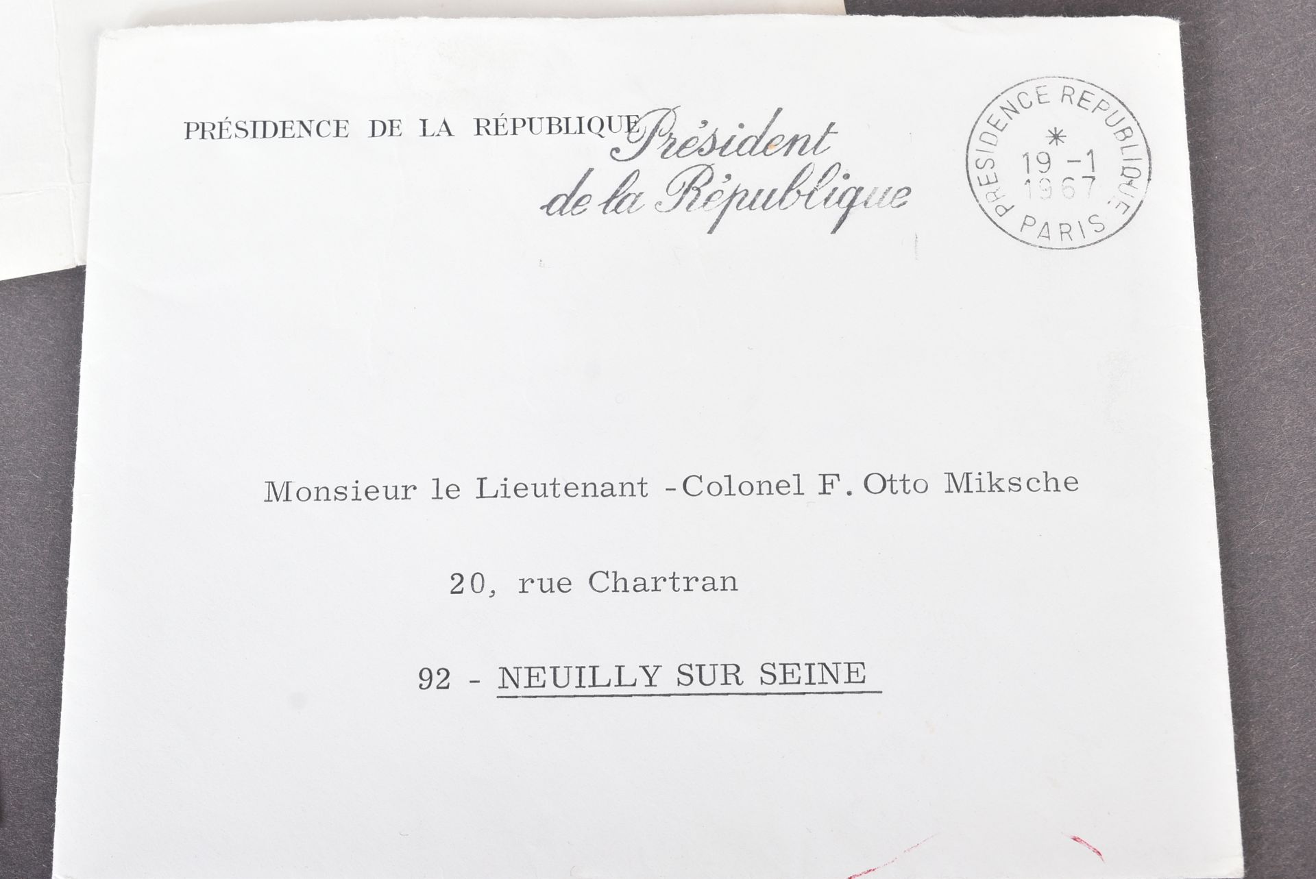 TWO SIGNED LETTERS FROM CHARLES DE GAULLE TO F. O. MIKSCHE - Image 2 of 7