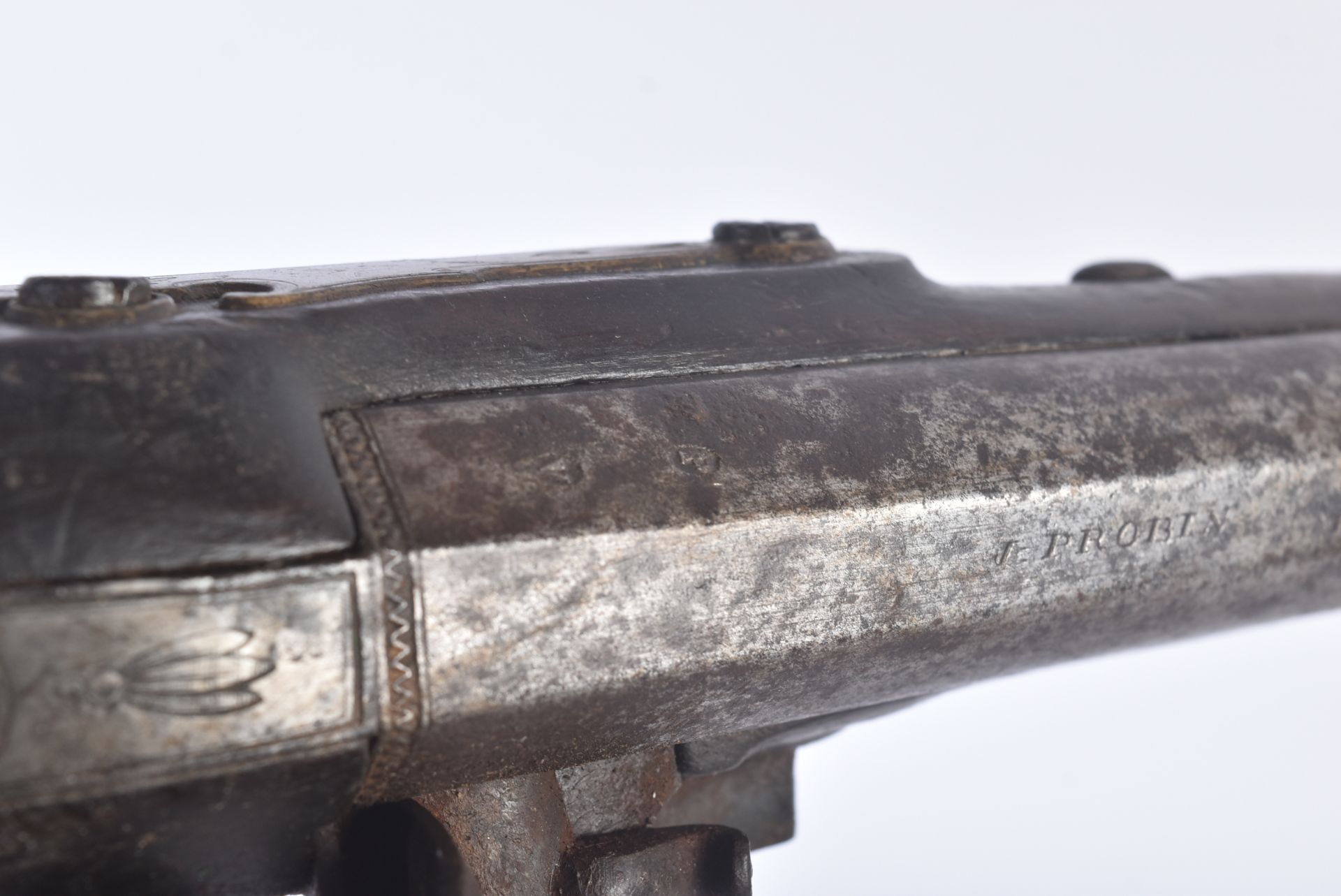 PAIR OF LATE 18TH CENTURY JOHN PROBIN FLINT LOCK PISTOLS - Image 13 of 14