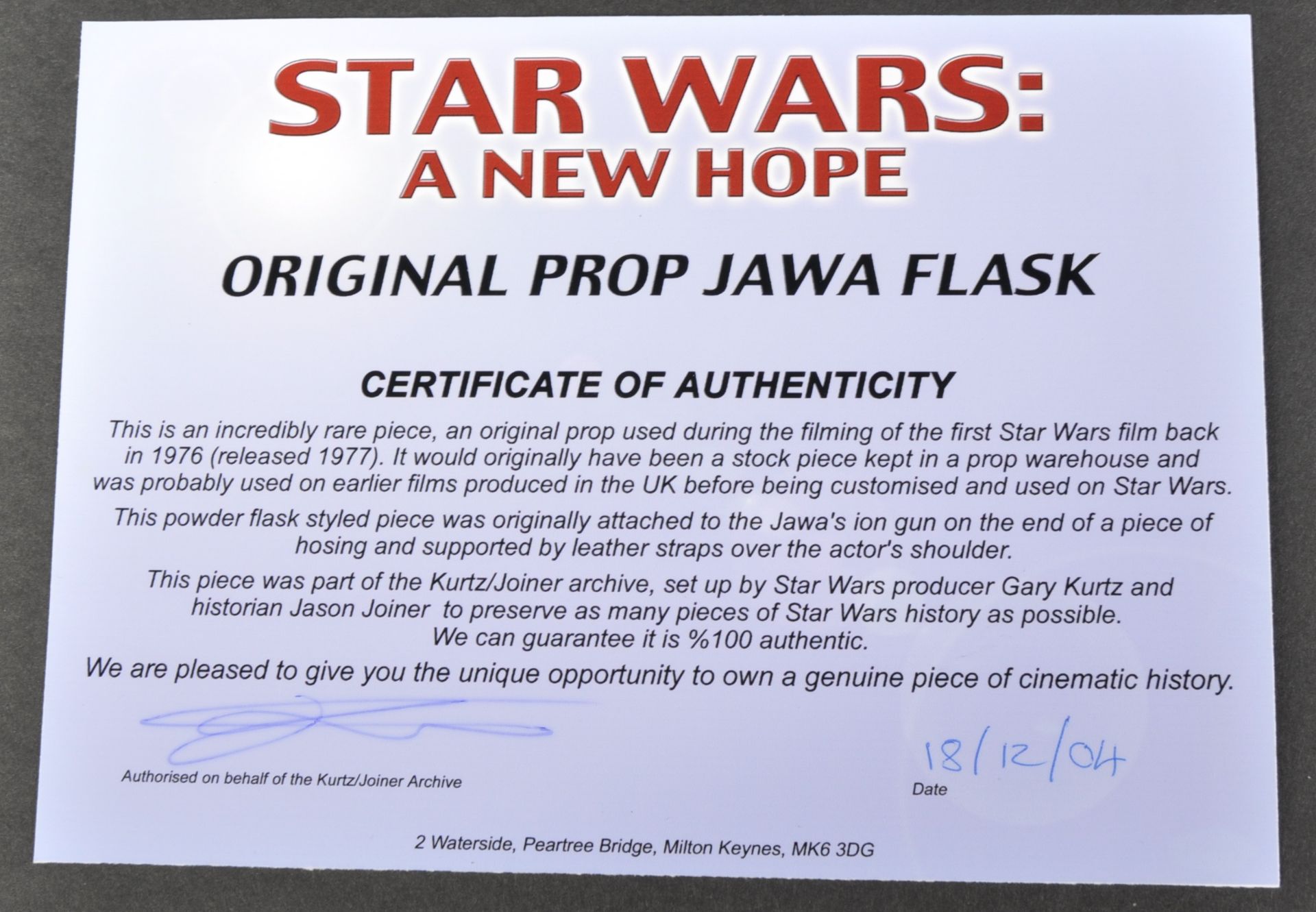 STAR WARS (1977) - ORIGINAL PROP JAWA ION BLASTER FLASK - Image 8 of 8
