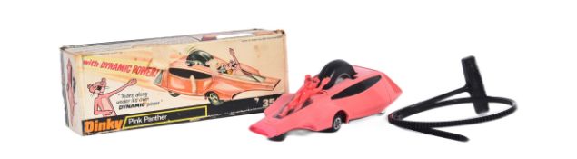 VINTAGE DINKY PINK PANTHER MODEL CAR WITH FLY WHEEL MECHANISM