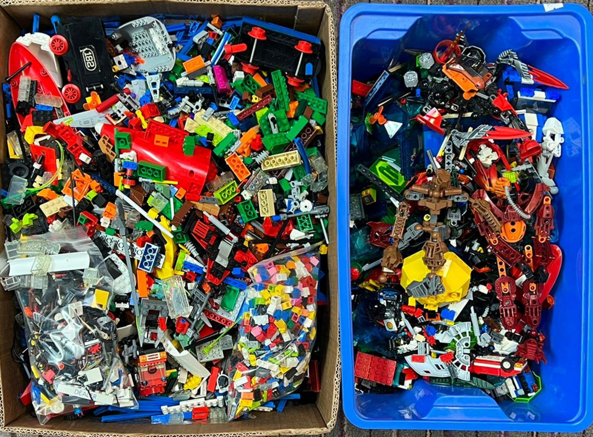 TWO BOXES OF ASSORTED LOOSE LEGO BRICKS