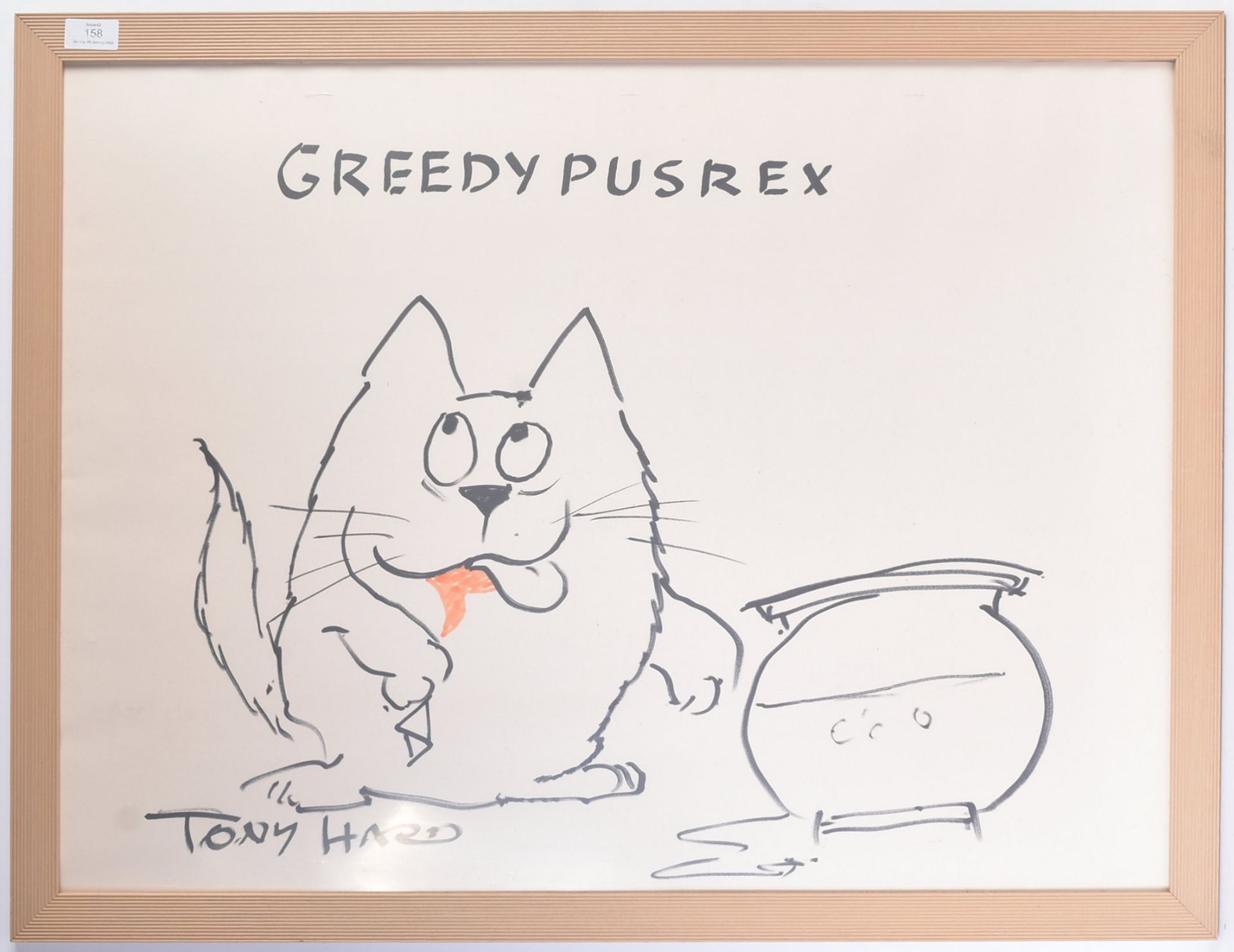 TONY HART (1925-2009) - GREEDY PUSREX - ORIGINAL ARTWORK