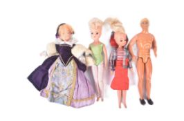 COLLECTION OF VINTAGE SINDY DOLLS ALONG WITH A KEN DOLL